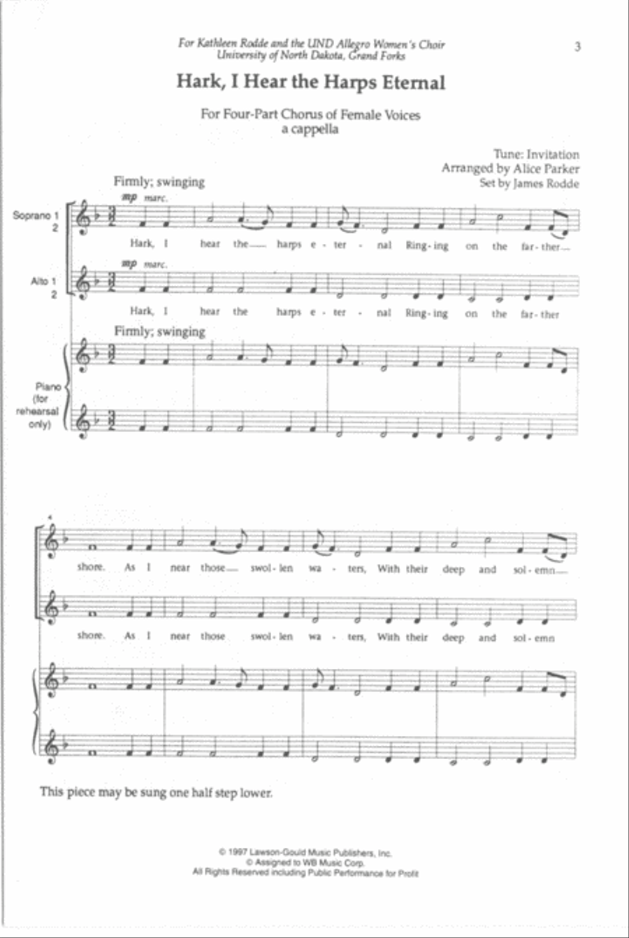 Hark, I Hear the Harps Eternal Women's Choir scores gallery preview page 2