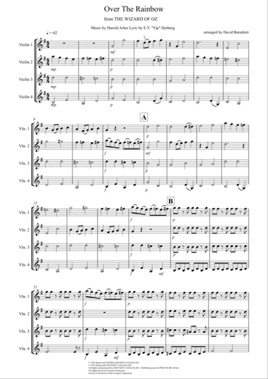 Over The Rainbow (from The Wizard Of Oz) Violin Solo scores gallery preview page 1