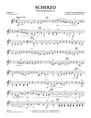 Book cover for Scherzo from Symphony No. 4 - Violin 3 (Viola Treble Clef)