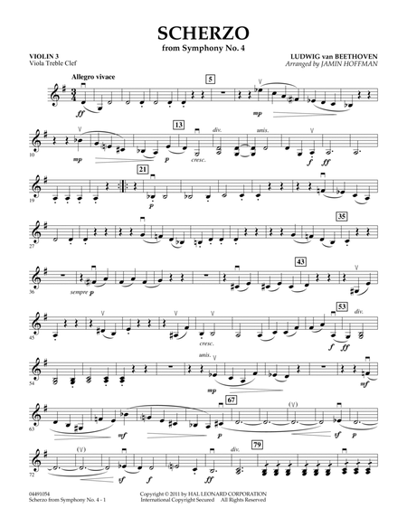 Scherzo from Symphony No. 4 - Violin 3 (Viola Treble Clef)