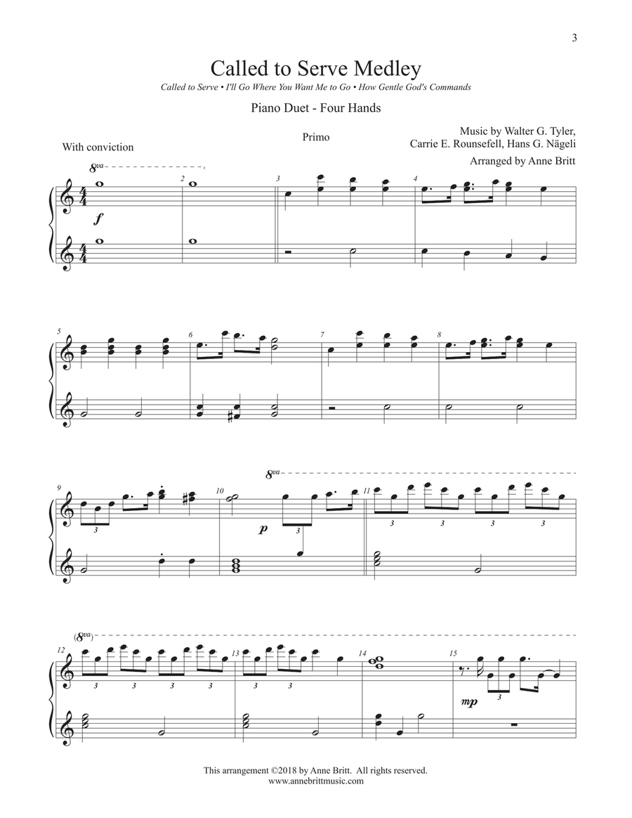 Called to Serve Medley (piano duet) 1 Piano, 4-Hands scores gallery preview page 3