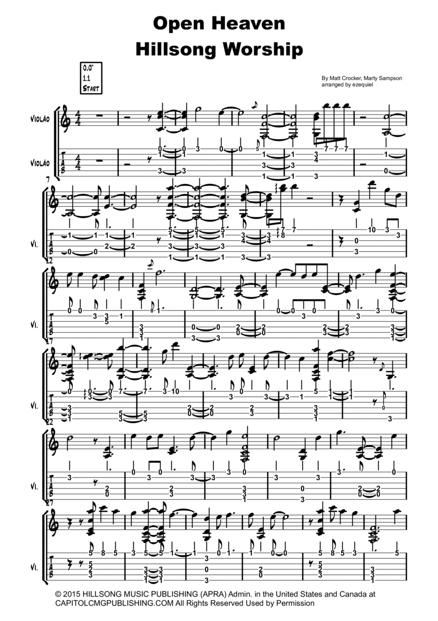 Open Heaven (river Wild) Guitar Tablature scores gallery preview page 1