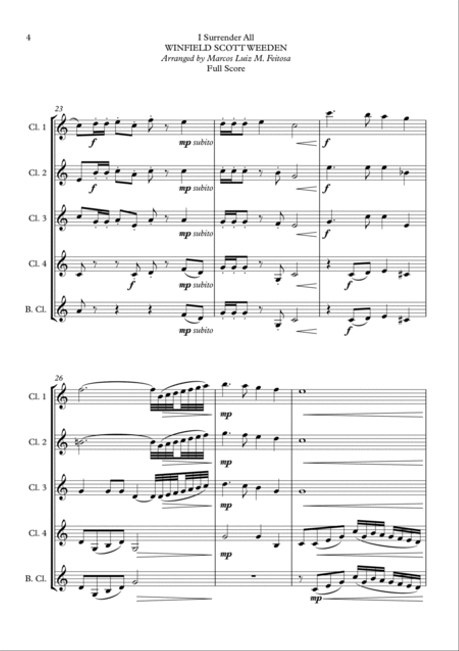 I Surrender All (Tudo Entregarei) - Clarinet Quintet Clarinet Quintet scores gallery preview page 6