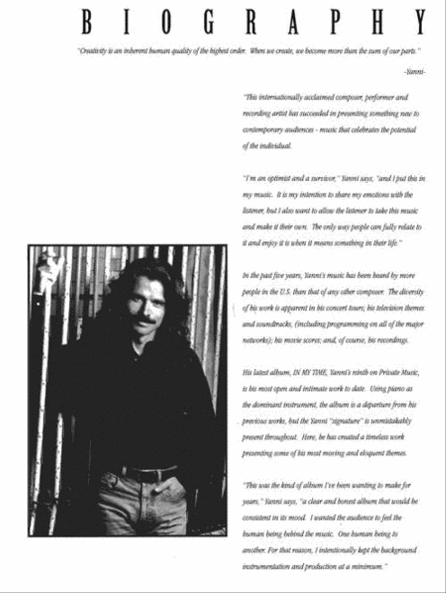 Yanni – In My Time Piano Solo scores gallery preview page 5
