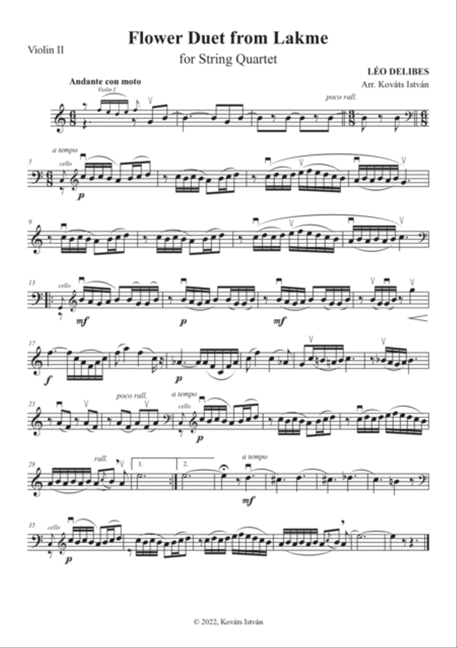 Flower Duet from Lakmé for String Quartet String Quartet scores gallery preview page 2