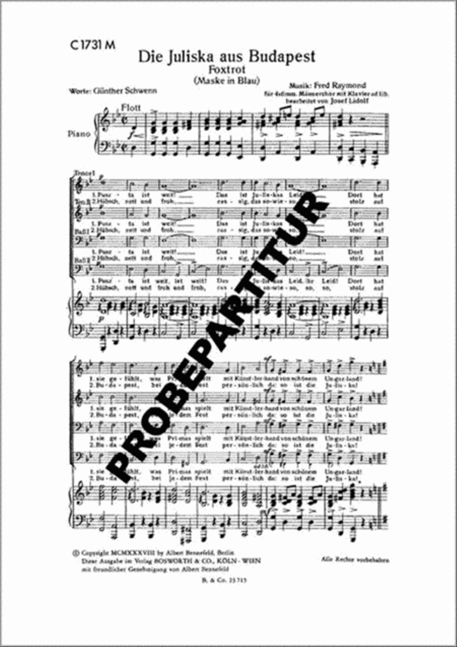 Die Juliska aus Budapest Men's Choir scores gallery preview page 1