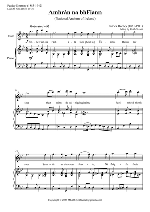 Irish National Anthem for Flute & Piano with lyrics