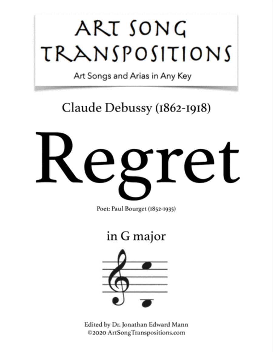 DEBUSSY: Regret (transposed to G major) Voice scores gallery preview page 1