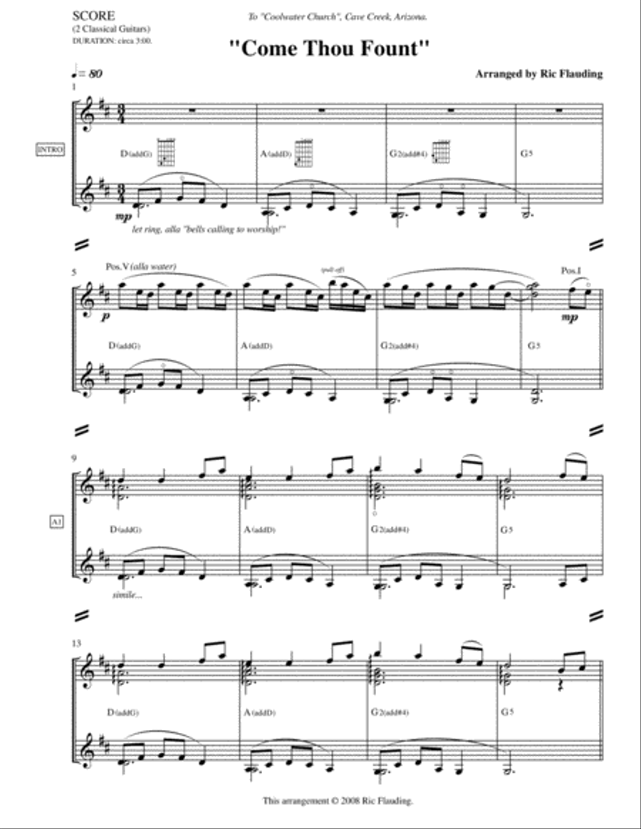 Come Thou Fount (Guitar Duet) Acoustic Guitar scores gallery preview page 1