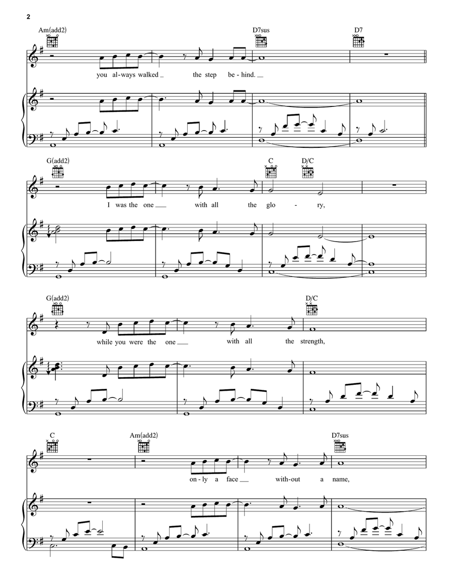 The Wind Beneath My Wings Piano, Vocal, Guitar scores gallery preview page 2
