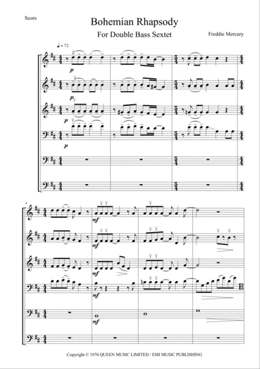 Bohemian Rhapsody Small Ensemble scores gallery preview page 1