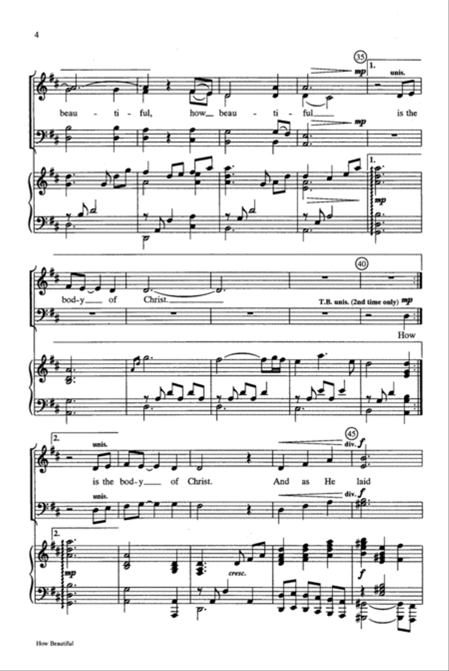 How Beautiful - SATB How Beautiful - SATB 4-Part scores gallery preview page 4