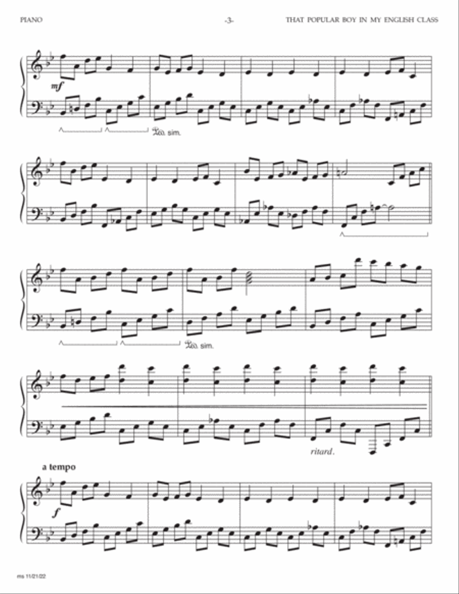 That Popular Boy In My English Class Piano scores gallery preview page 3