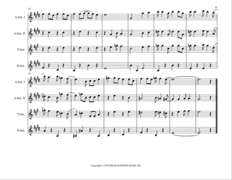 Put Your Hand In The Hand Saxophone Quartet scores gallery preview page 4