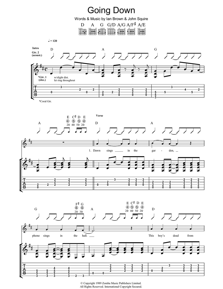Going Down Going Down Guitar Tablature scores gallery preview page 1