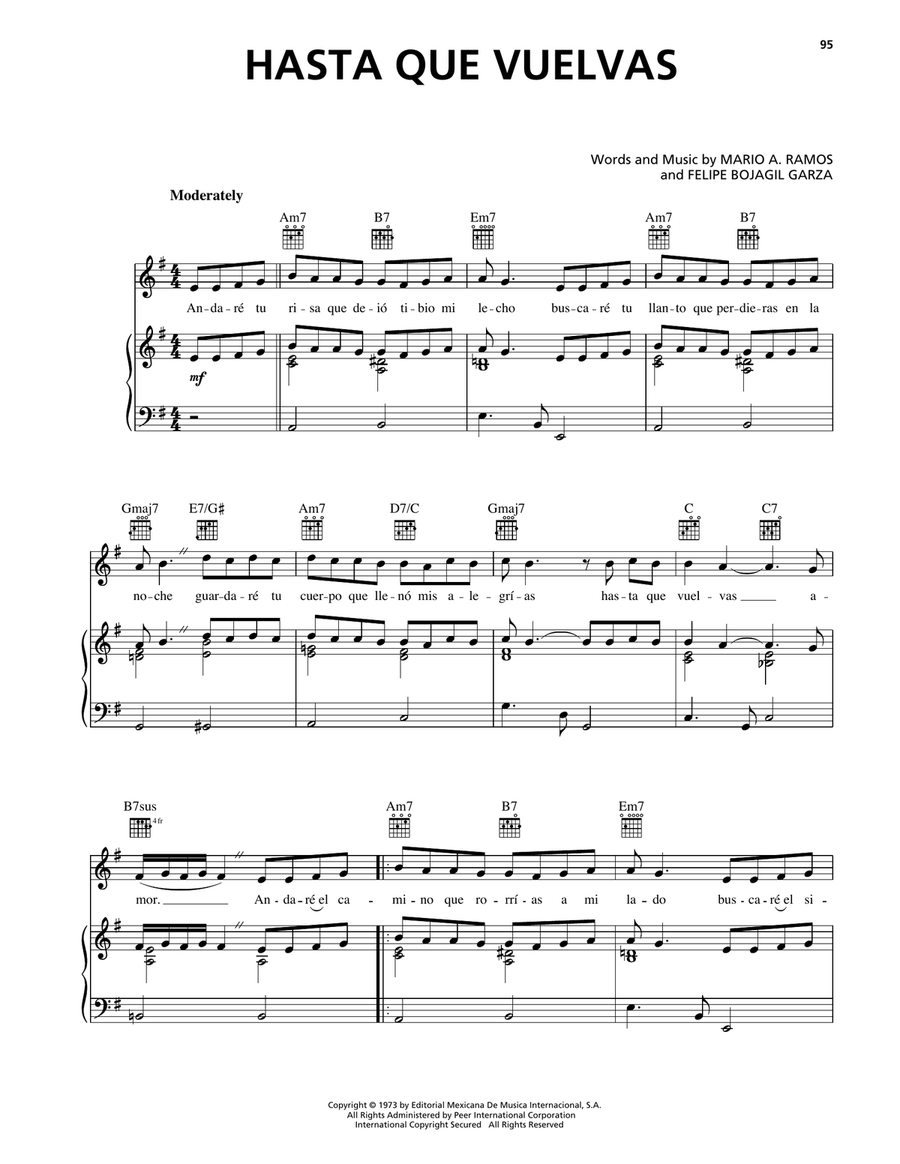 Hasta Que Vuelvas Piano, Vocal, Guitar scores gallery preview page 1