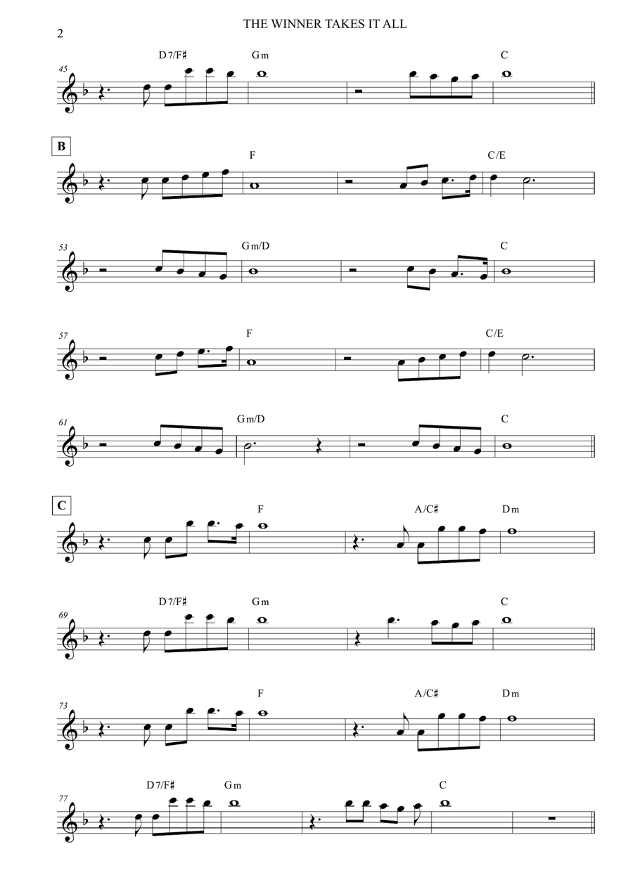 The Winner Takes It All Flute Solo scores gallery preview page 2