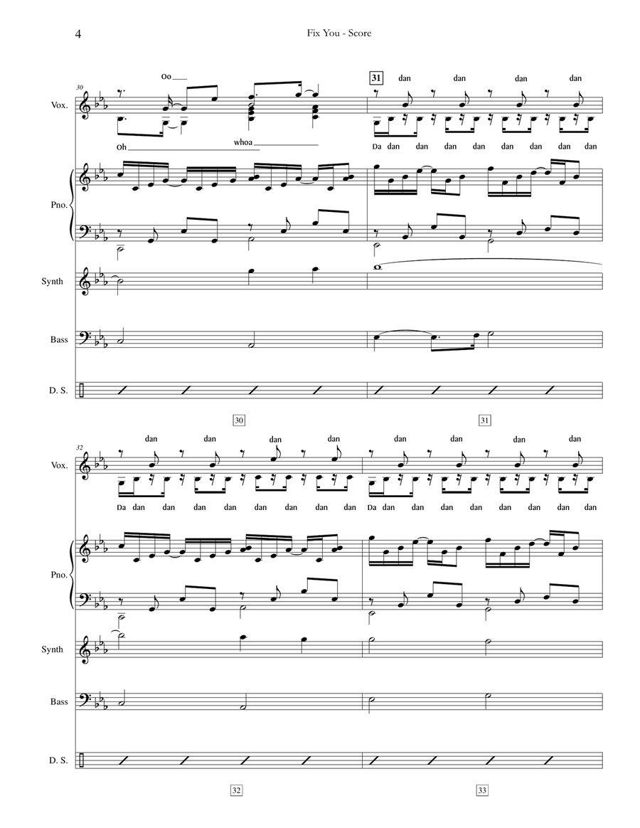 Fix You 4-Part scores gallery preview page 4