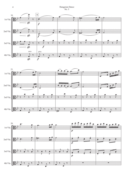 Hungarian Dance No.5 for Viola Quartet image number null