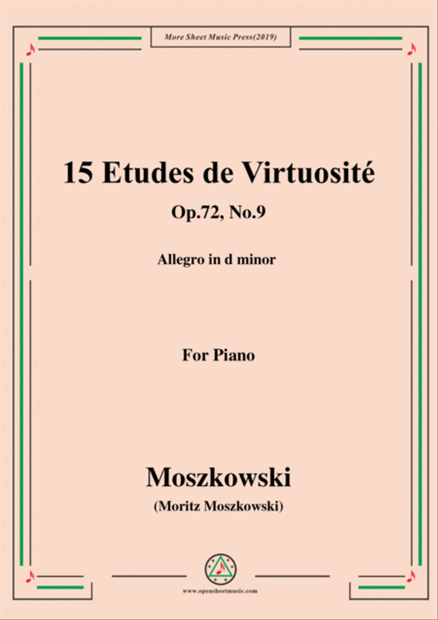 Moszkowski-15 Etudes de Virtuosité,Op.72,No.9,Allegro in d minor Piano Method scores gallery preview page 1