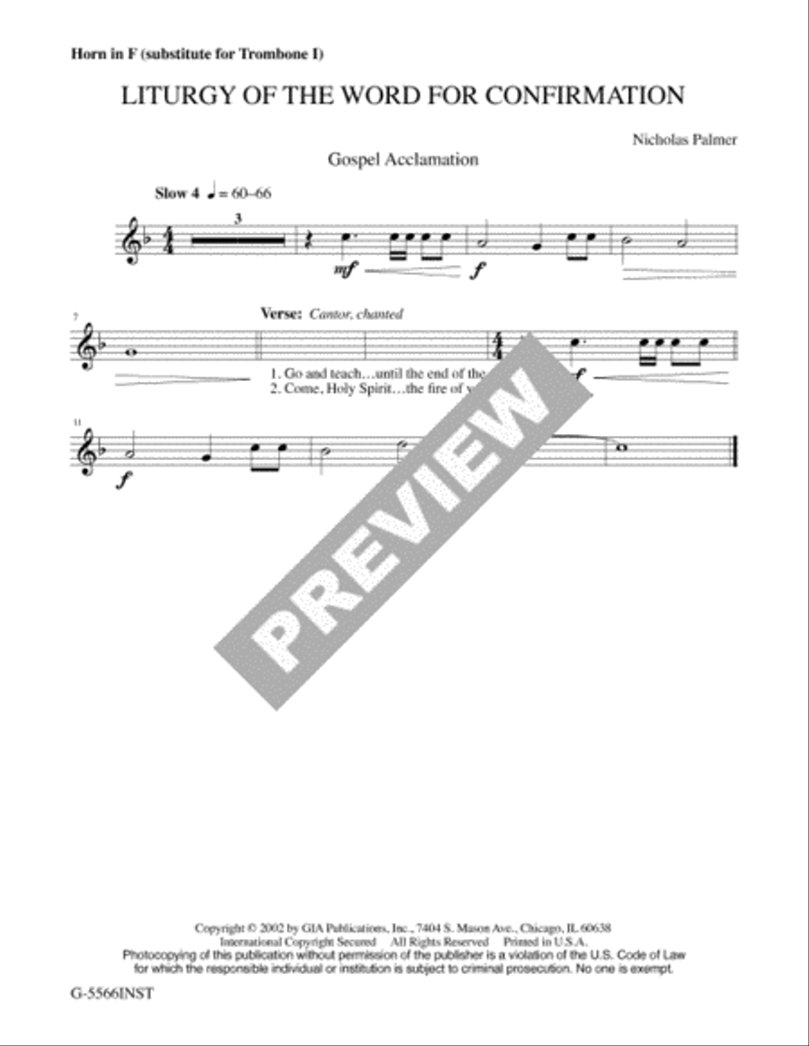 Liturgy of the Word for Confirmation - Instrument edition Horn scores gallery preview page 5