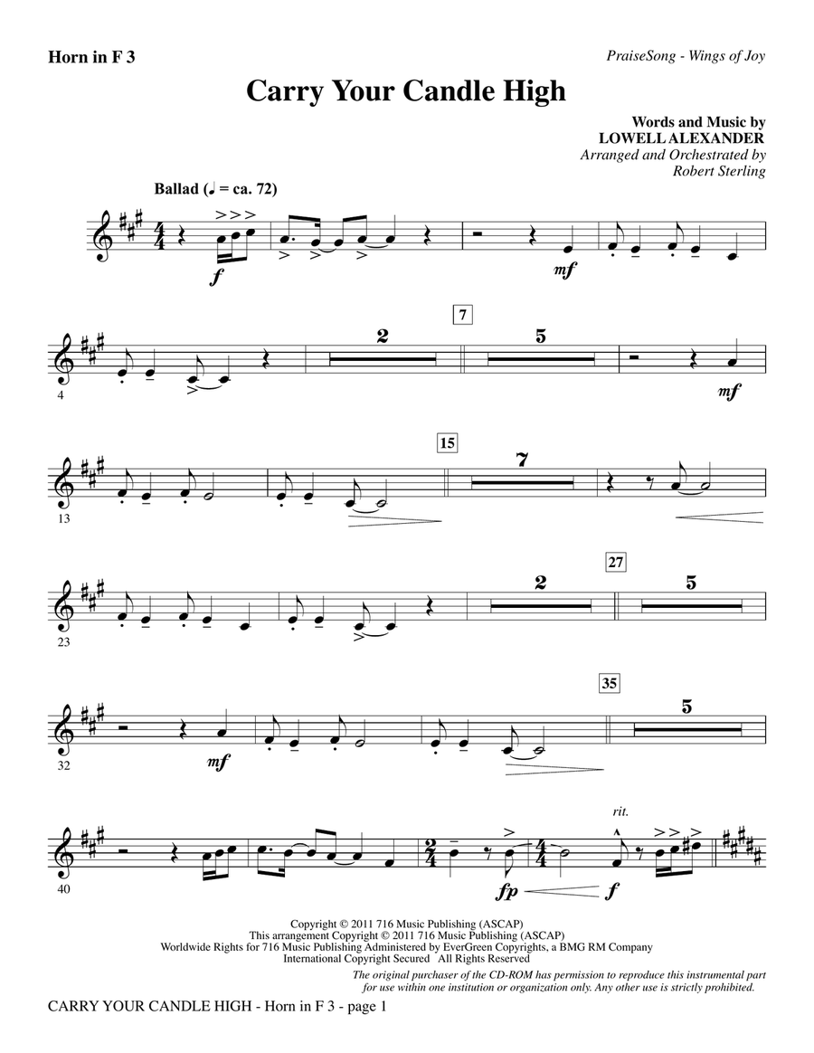 Carry Your Candle High - F Horn 3