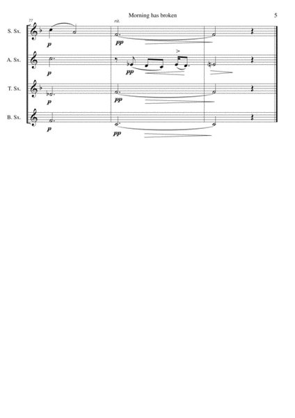 Variations on Morning has broken (Bunessan) for saxophone quartet image number null