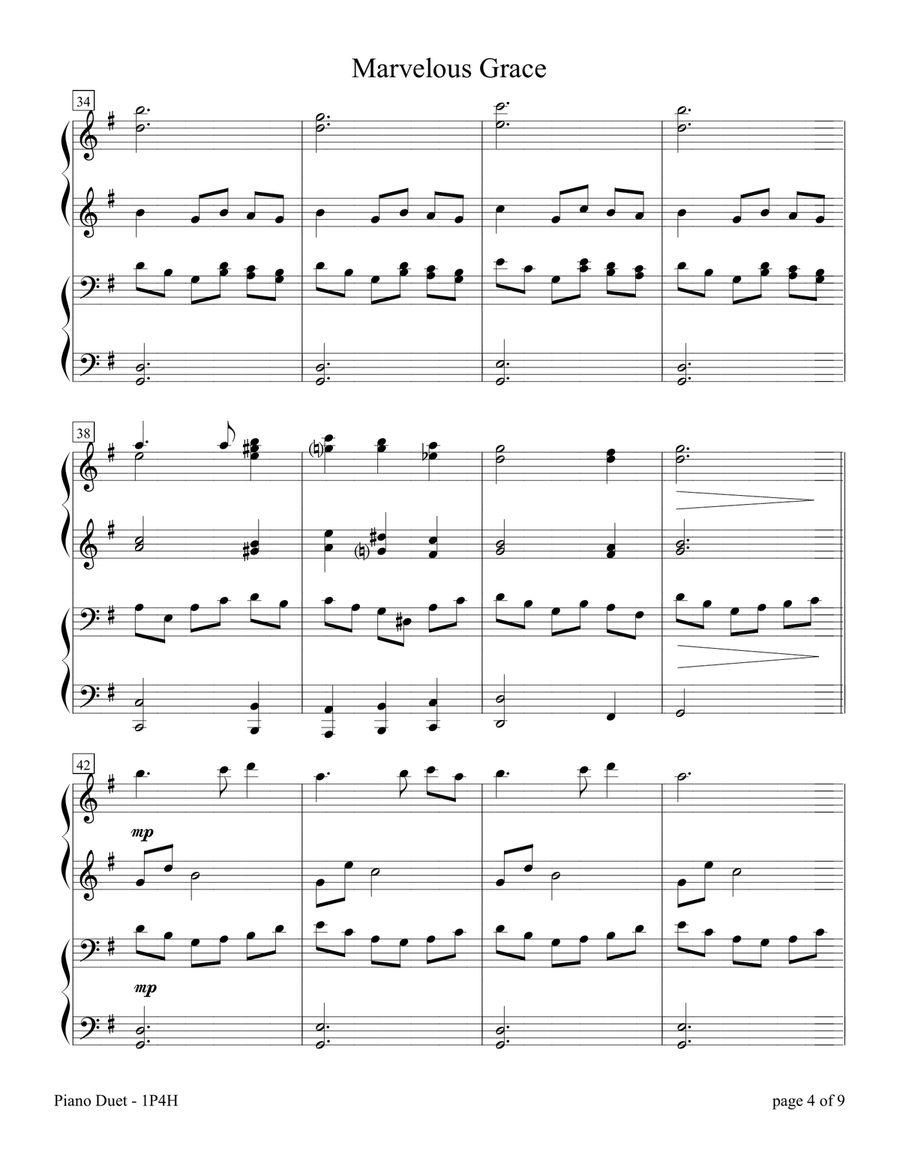 Marvelous Grace (1 Piano, 4 Hands Duet) 1 Piano, 4-Hands scores gallery preview page 6