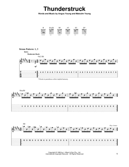 Thunderstruck by AC/DC - Electric Guitar - Digital Sheet Music | Sheet Music