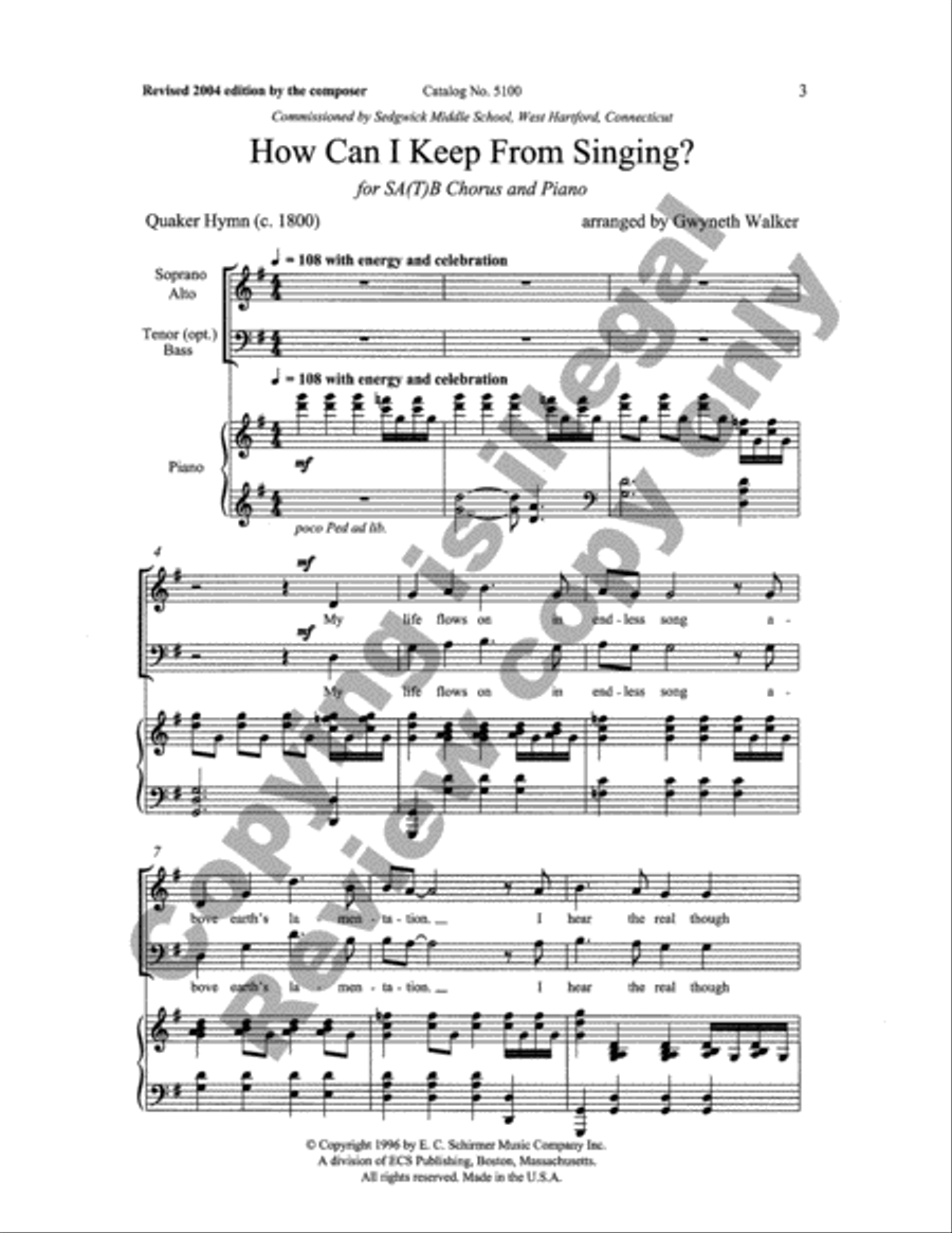 How Can I Keep from Singing? (Choral Score) 4-Part scores gallery preview page 16
