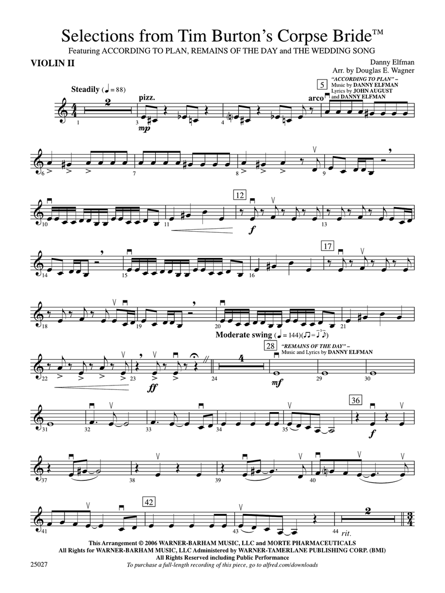 Corpse Bride, Selections from Tim Burton's: 2nd Violin