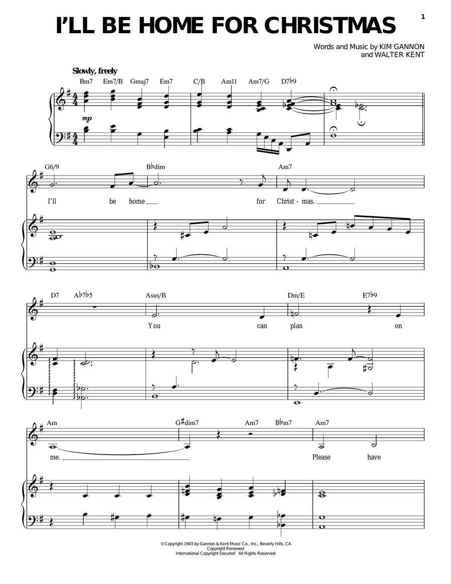 I'll Be Home For Christmas Piano, Vocal scores gallery preview page 1