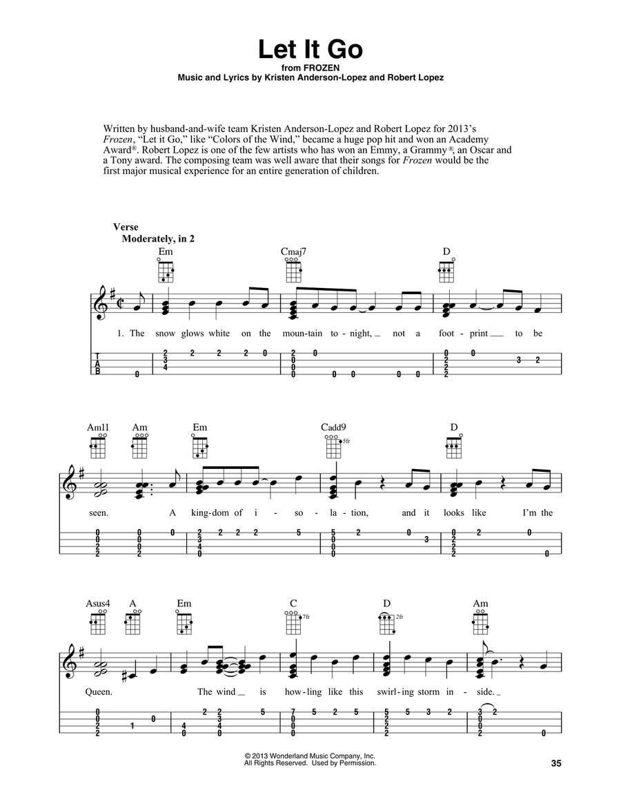 Let It Go (from Frozen) (arr. Fred Sokolow) by Idina Menzel Ukulele - Digital Sheet Music