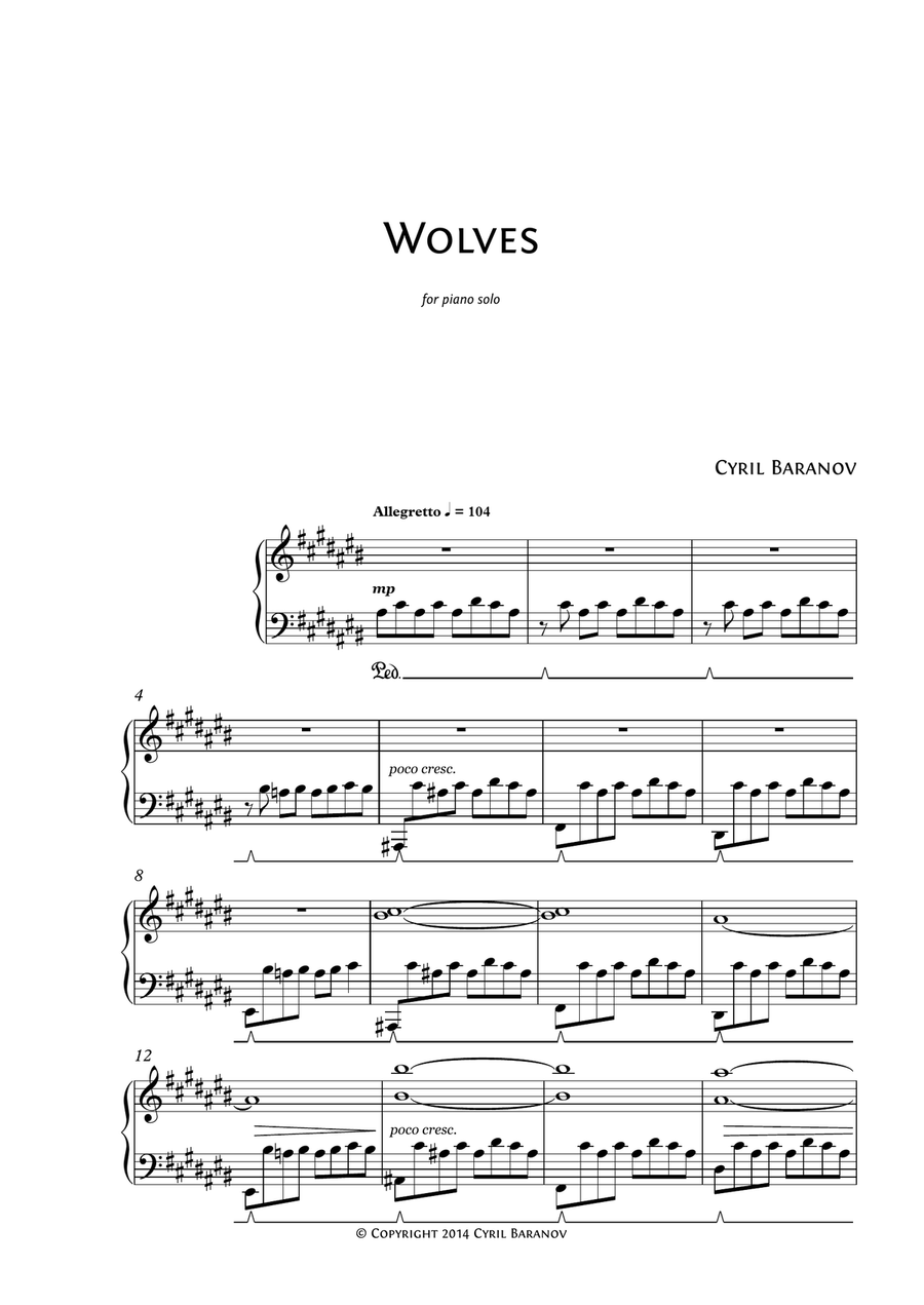 Wolves Piano Solo scores gallery preview page 1