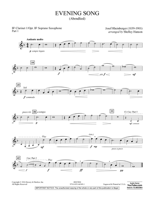 Evening Song (Abendlied) - Pt.1 - Clarinet 1/Soprano Sax.