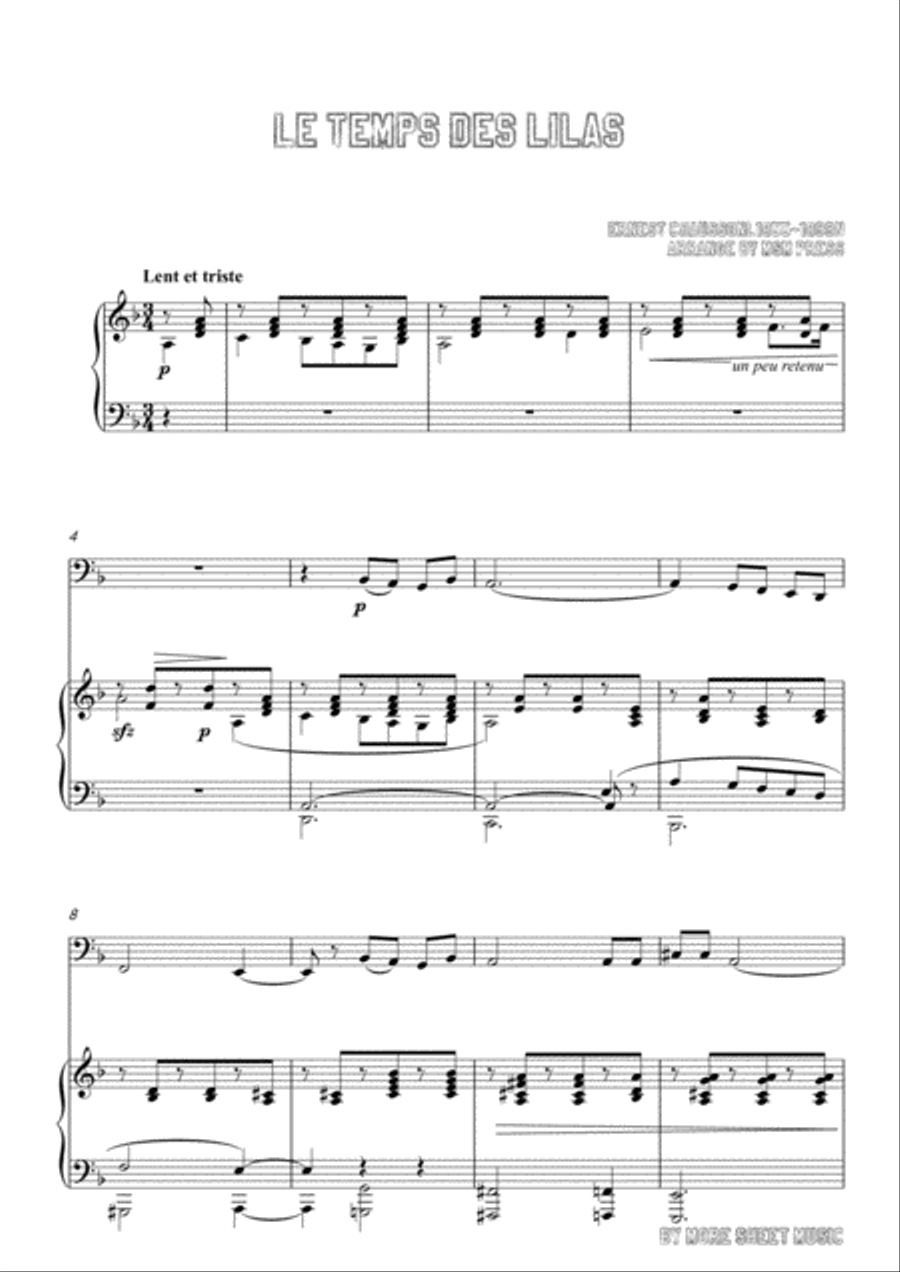 Chausson-Le temps des lilas, for Cello and Piano Piano scores gallery preview page 3