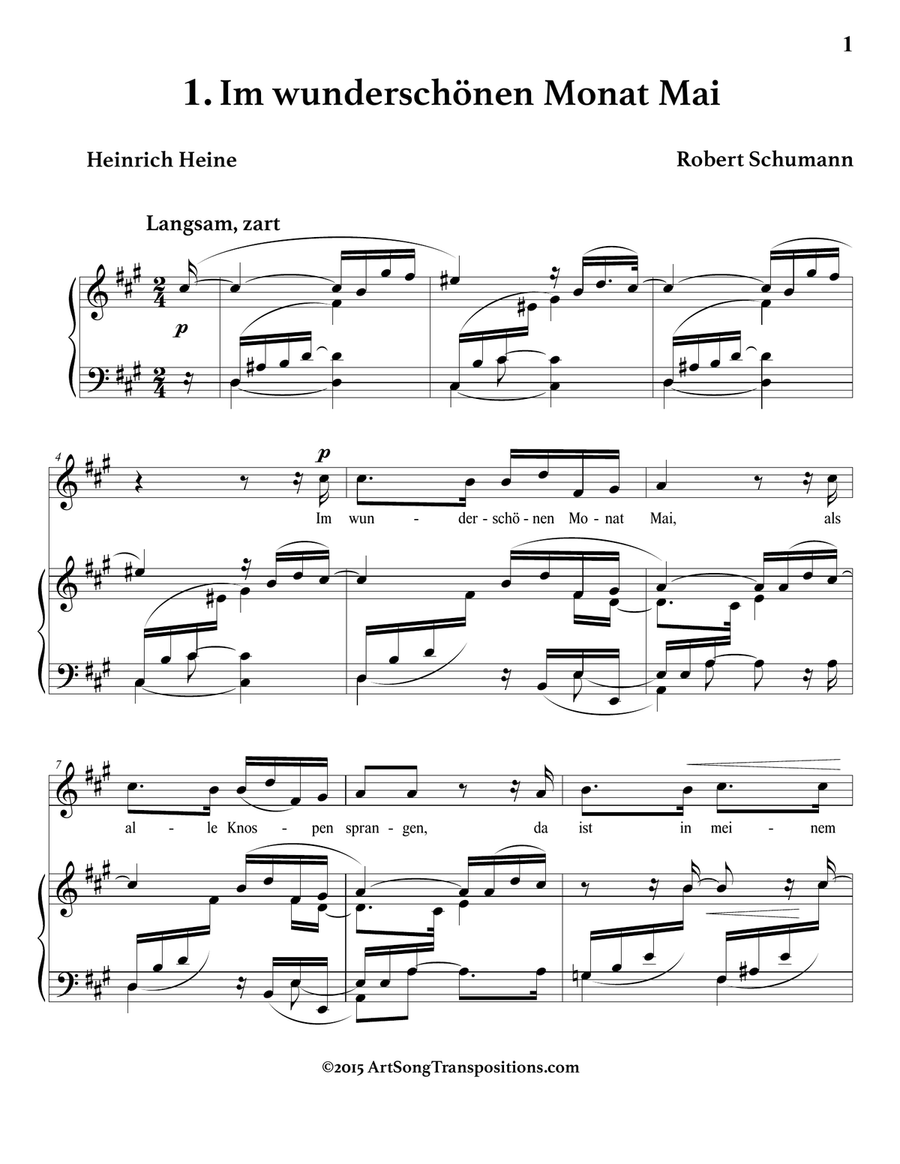 SCHUMANN: Dichterliebe, Op. 48 (Original key) Piano, Vocal scores gallery preview page 2