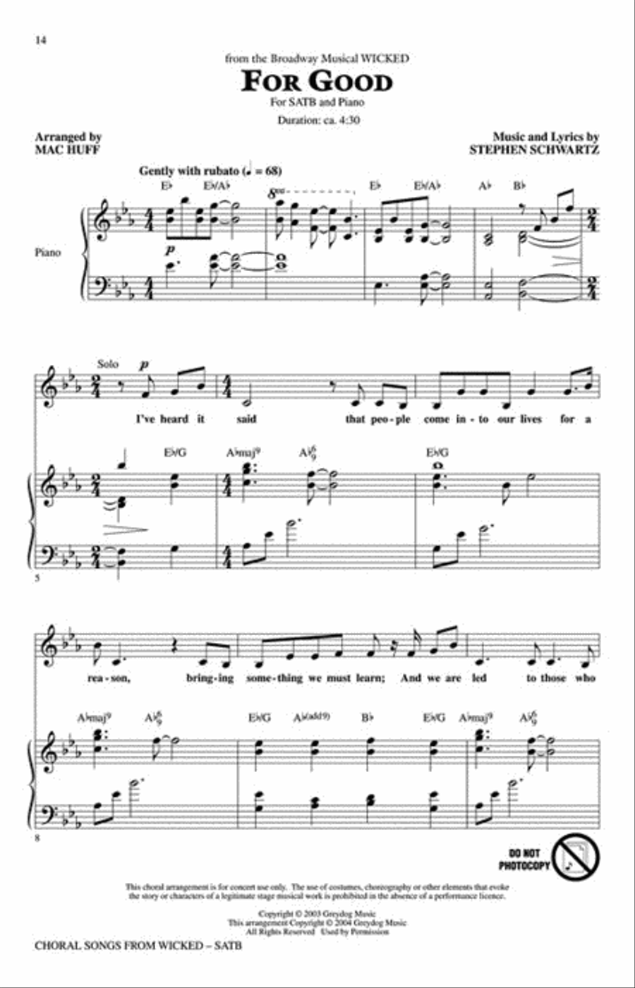 Choral Songs from Wicked Choral Songs from Wicked Choir scores gallery preview page 4