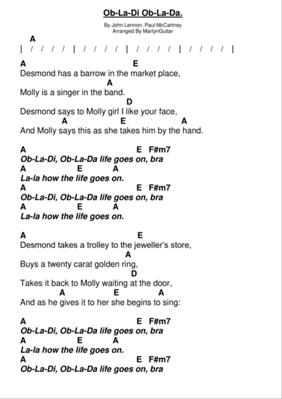Ob-la-di, Ob-la-da Ob-la-di, Ob-la-da Guitar scores gallery preview page 4