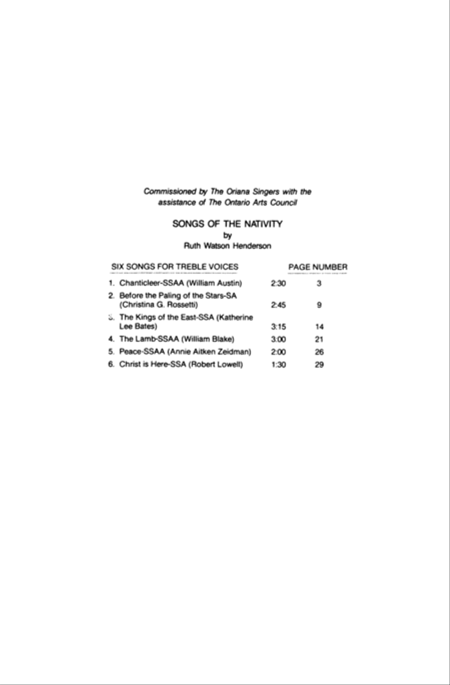 Songs of the Nativity (Six Songs) Choir scores gallery preview page 2