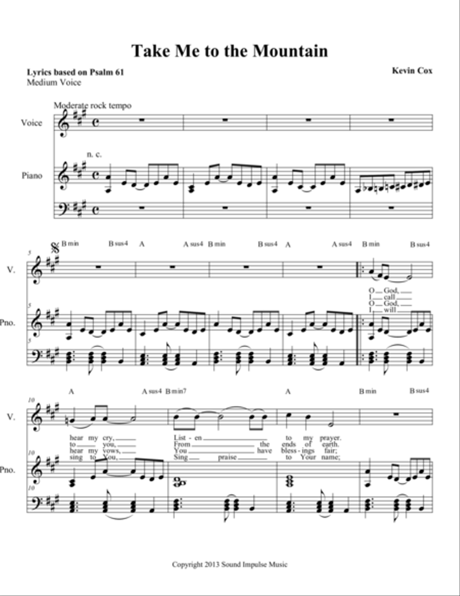 Take me to the mountain - Medium voice Medium Voice scores gallery preview page 1