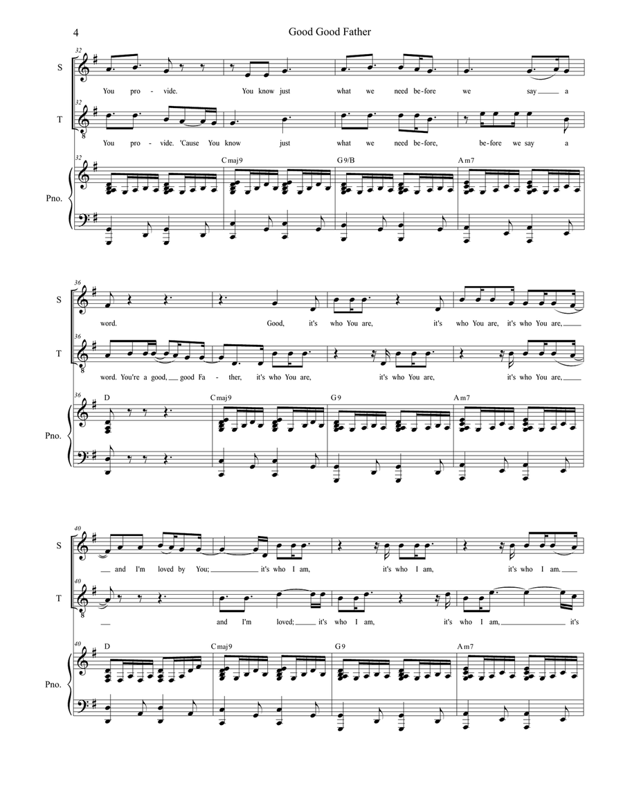Good Good Father Choir scores gallery preview page 4