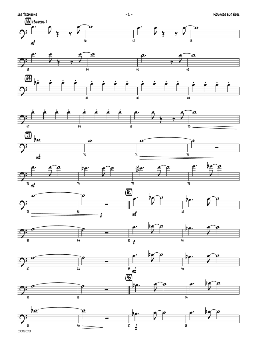 Nowhere but Here: 1st Trombone Trombone scores gallery preview page 2