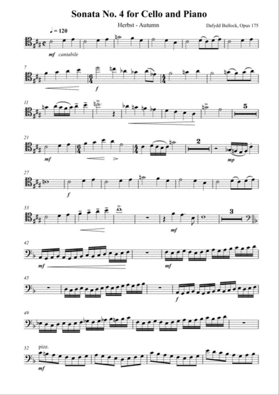 Sonata No. 4 for Cello and Piano, Opus 175 (Cello Part) Piano Accompaniment scores gallery preview page 1