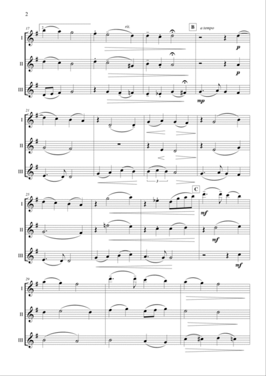 See Amid The Winter's Snow (Flute Trio) Flute Trio scores gallery preview page 2