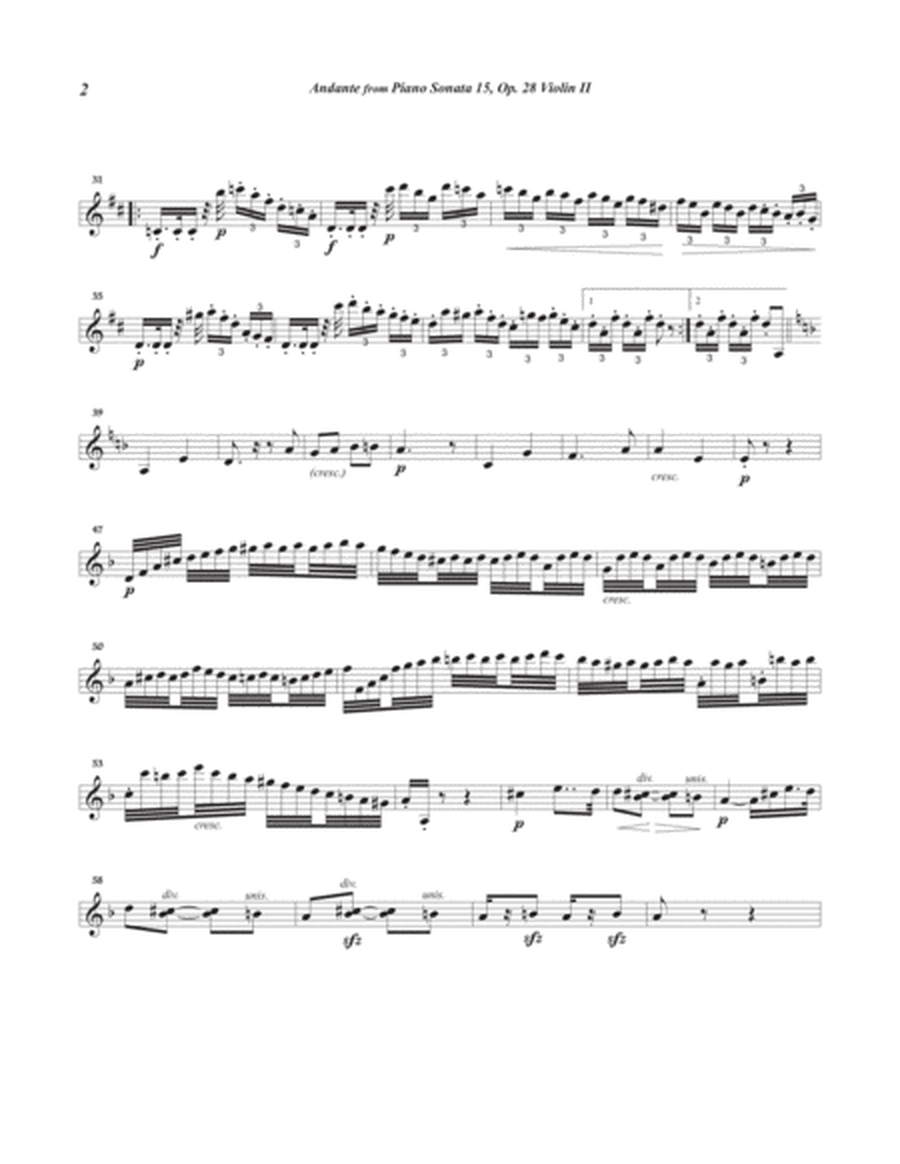 Andante from Piano Sonata 15 arranged for string orchestra (Violin 2 part)