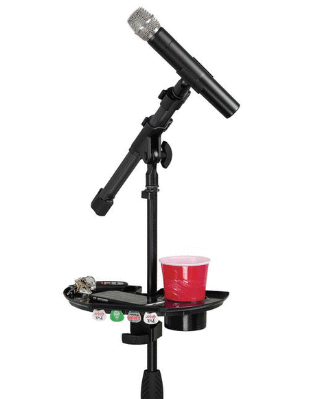 Frameworks Microphone Stand Accessory Tray With Drink Holder And Guitar Pick Tab