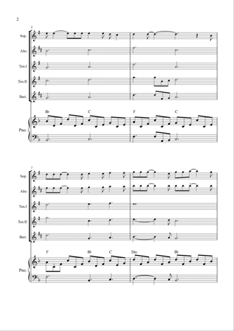 Hallelujah Saxophone Quintet scores gallery preview page 2