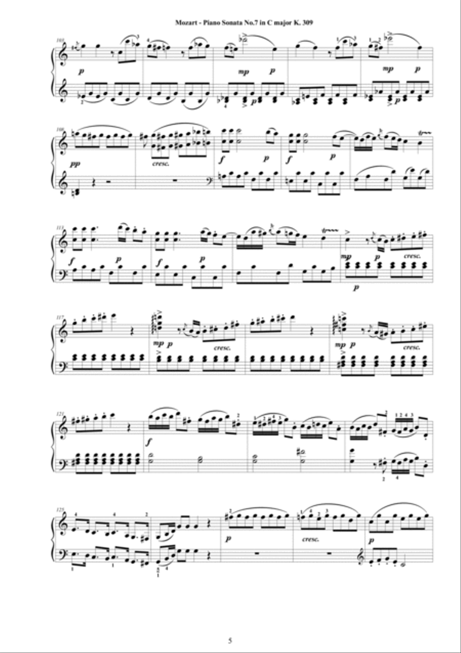 Mozart - Piano Sonata No.7 in C major K 309 - Complete score Piano Solo scores gallery preview page 5