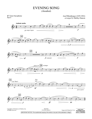 Evening Song (Abendlied) - Pt.4 - Bb Tenor Saxophone